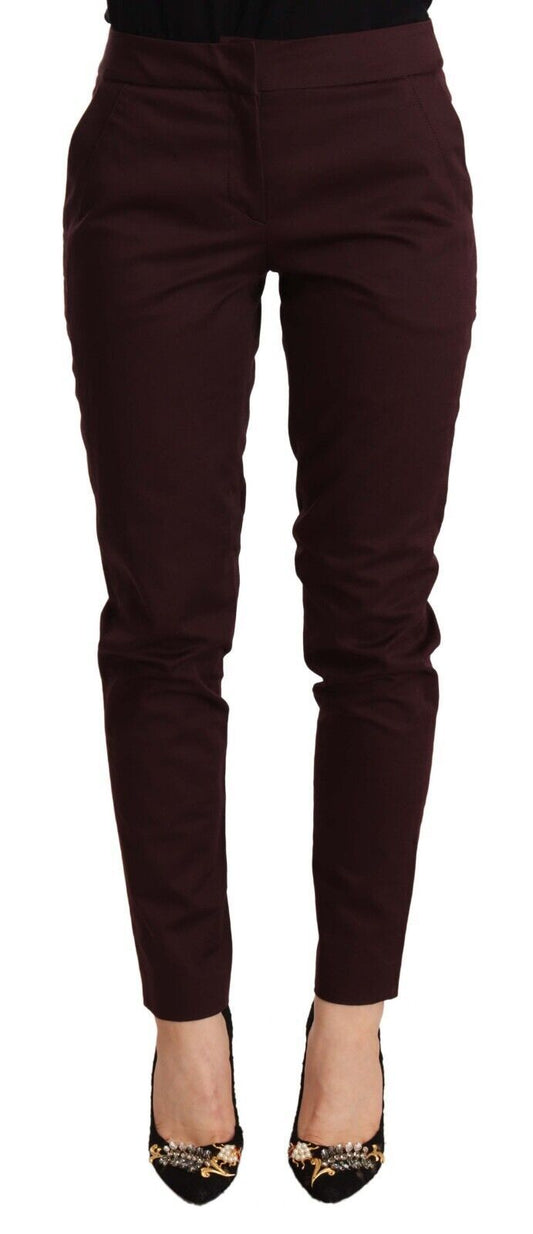 Kastanienbraune, mittelhohe Skinny-Hosen für Damen