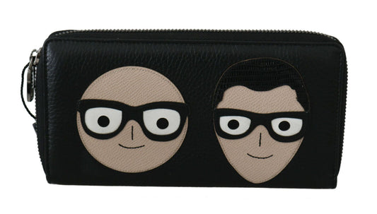 Cartera continental para hombre con cremallera #DGFAMILY de cuero negro