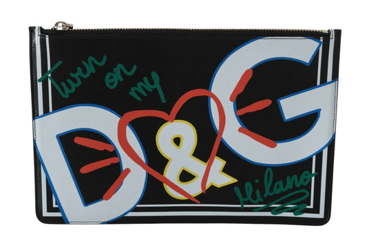 Cartera de cuero con monedero y cremallera para hombre con estampado DG negro