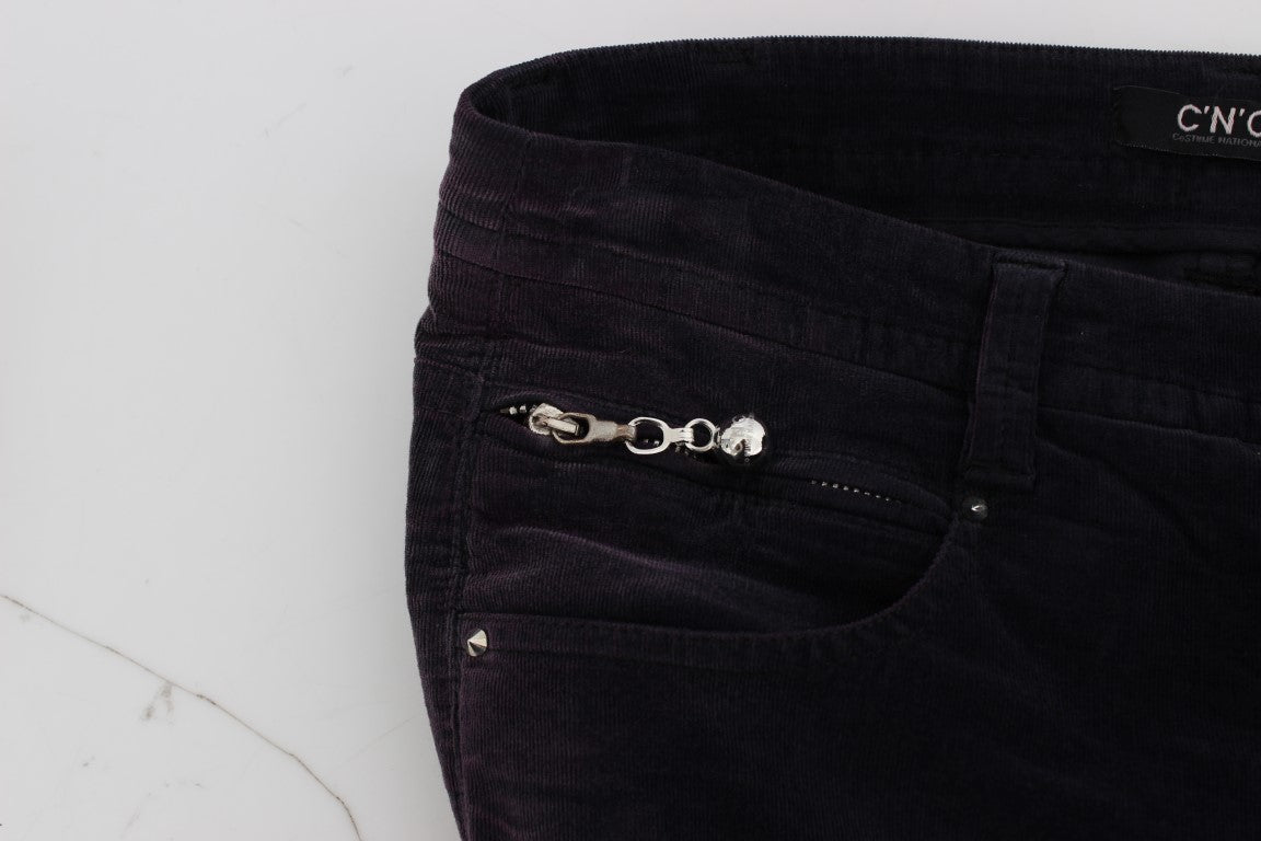 Jeans di velluto a coste ritagliati viola