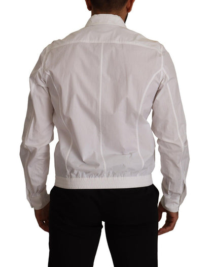 Camisa blanca con cuello y botones de algodón para hombre