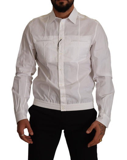 Camisa blanca con cuello y botones de algodón para hombre