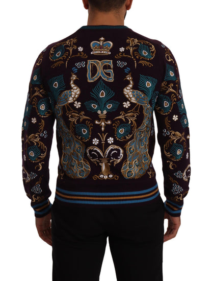 Dolce &amp; Gabbana Eleganter Bordeaux-Kaschmirpullover mit Rundhalsausschnitt