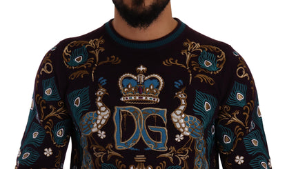 Dolce &amp; Gabbana Eleganter Bordeaux-Kaschmirpullover mit Rundhalsausschnitt