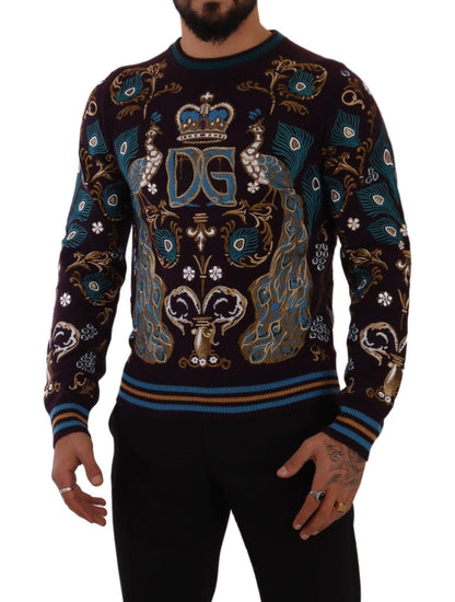 Dolce &amp; Gabbana Eleganter Bordeaux-Kaschmirpullover mit Rundhalsausschnitt