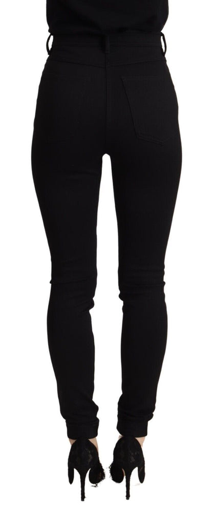 Schwarze Skinny-Slim-Fit-Hose mit hoher Taille