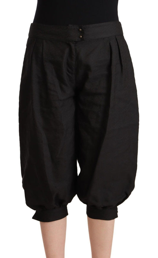 Pantaloni stile harem cropped in viscosa nera