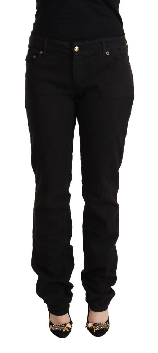 Schwarze Röhrenjeans aus Denim-Baumwolle mit mittlerer Taille