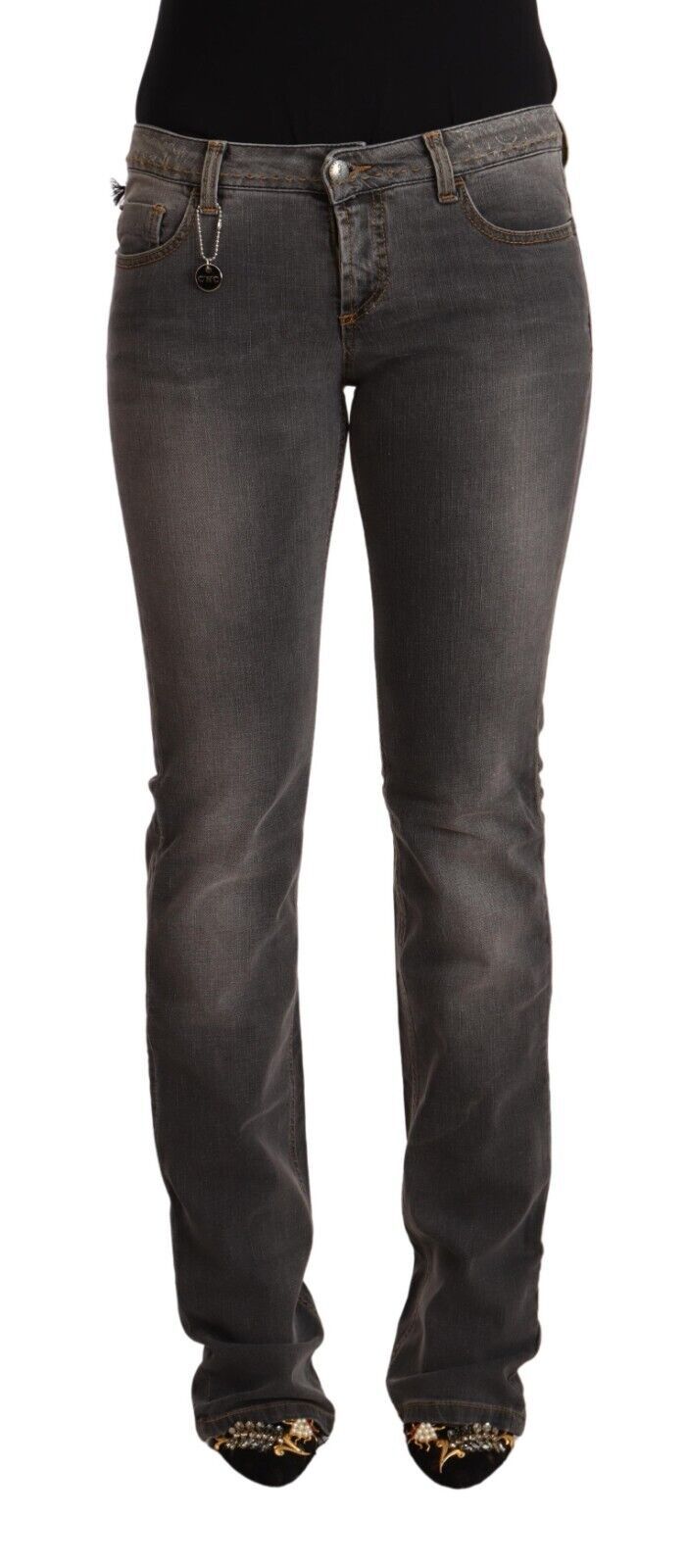 Vaqueros rectos de mezclilla con cintura baja y lavado gris