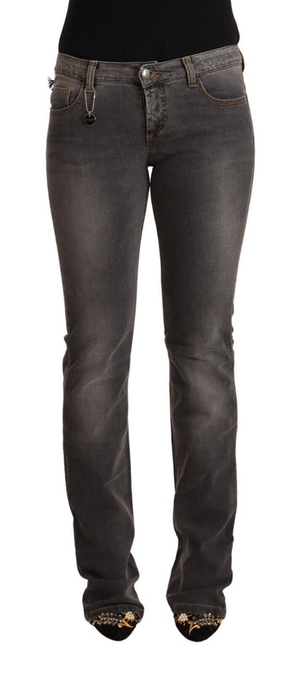 Vaqueros rectos de mezclilla con cintura baja y lavado gris