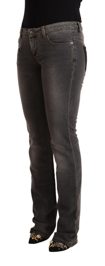 Vaqueros rectos de mezclilla con cintura baja y lavado gris