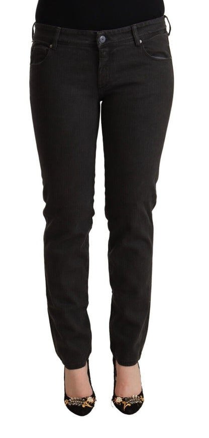 Jeans skinny in cotone denim nero a vita bassa