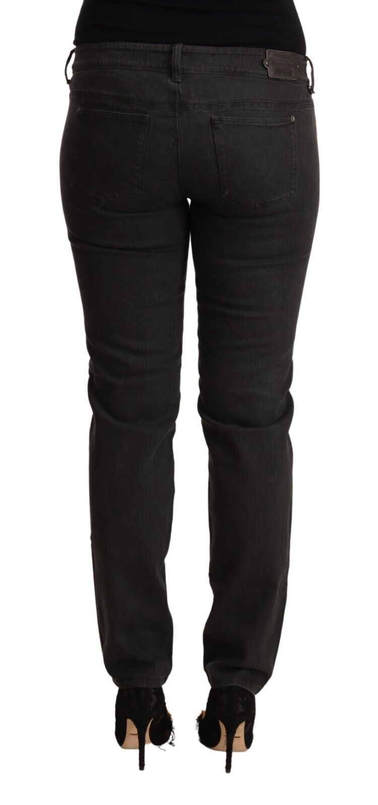 Jeans skinny in cotone denim nero a vita bassa