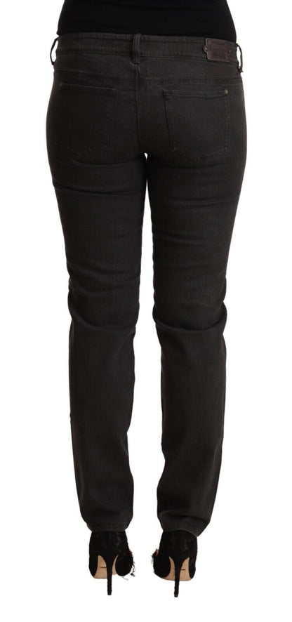Jeans skinny in cotone denim nero a vita bassa