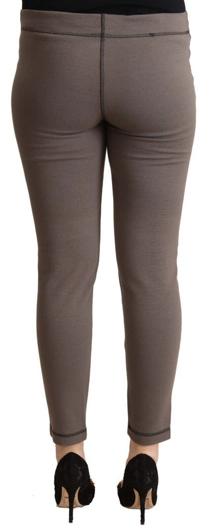 Graue Stretch-Leggings aus Baumwolle mit mittlerer Taille und verkürzter Länge