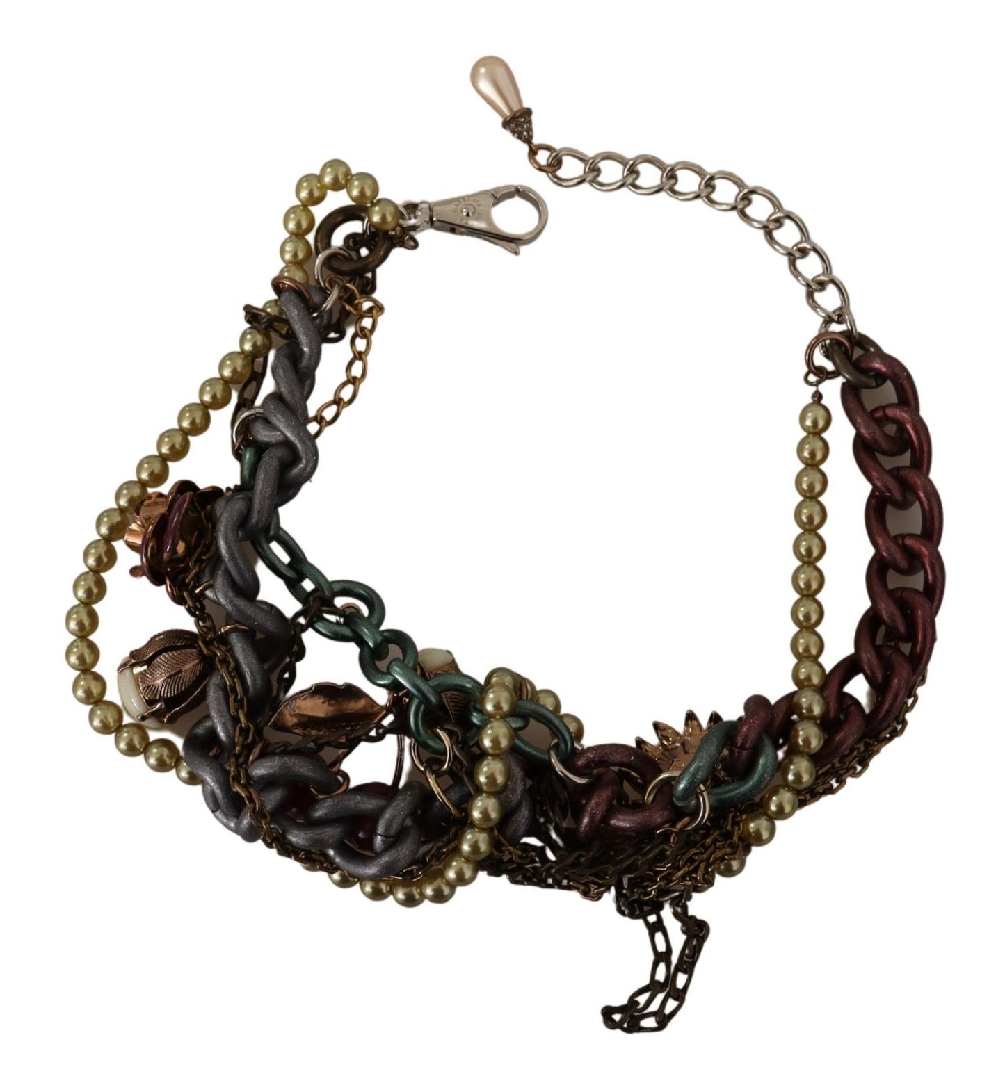 Collar llamativo de cristal floral Sicilia de latón dorado