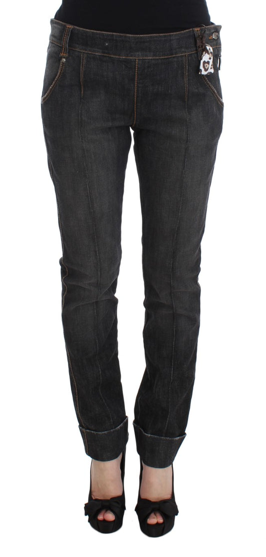 Jeans slim fit in denim di cotone grigio