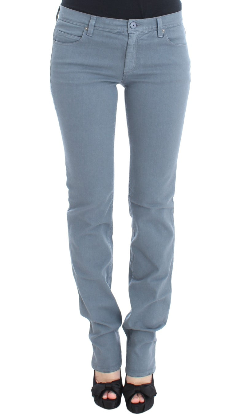Jeans bootcut slim fit in misto cotone blu
