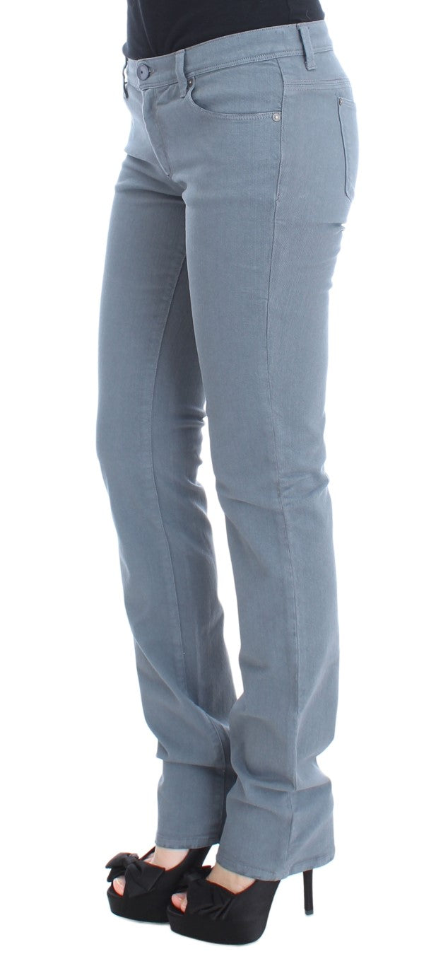 Jeans bootcut slim fit in misto cotone blu