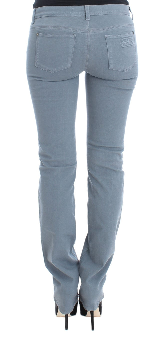 Jeans bootcut slim fit in misto cotone blu