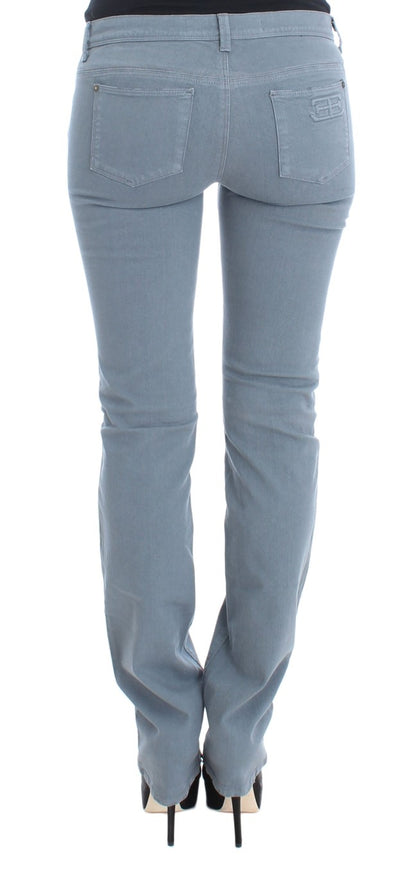 Jeans bootcut slim fit in misto cotone blu