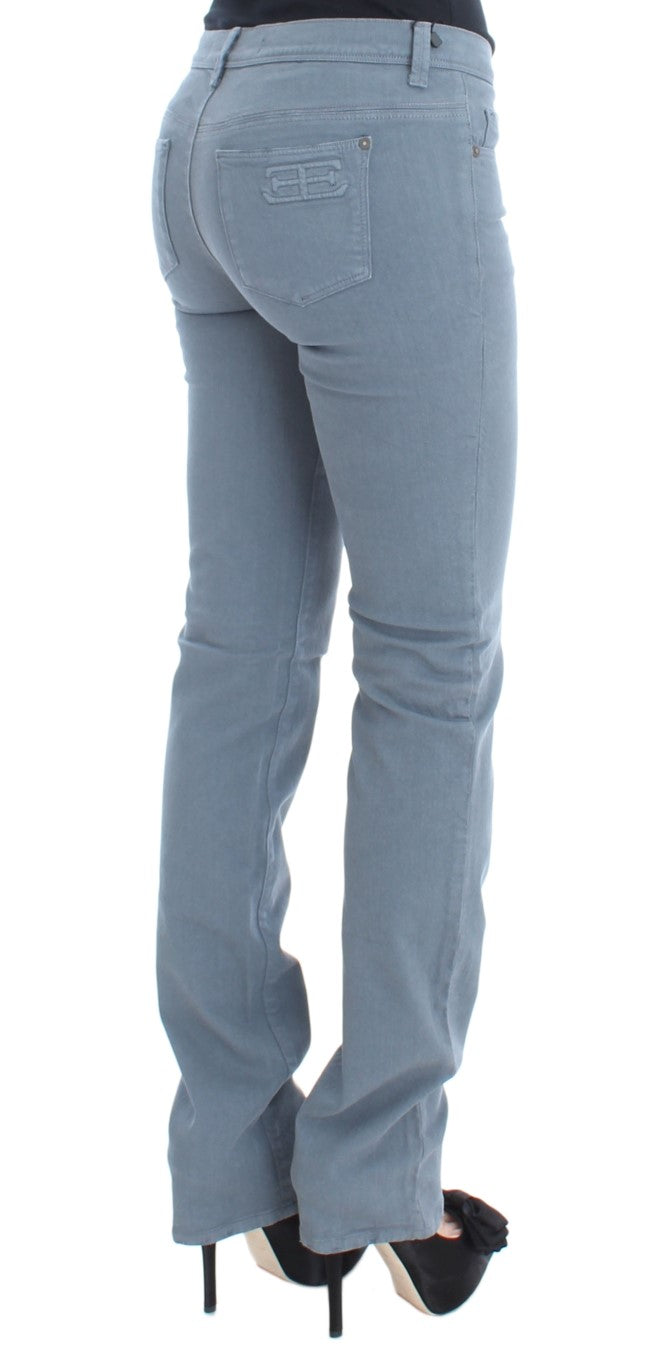 Jeans bootcut slim fit in misto cotone blu