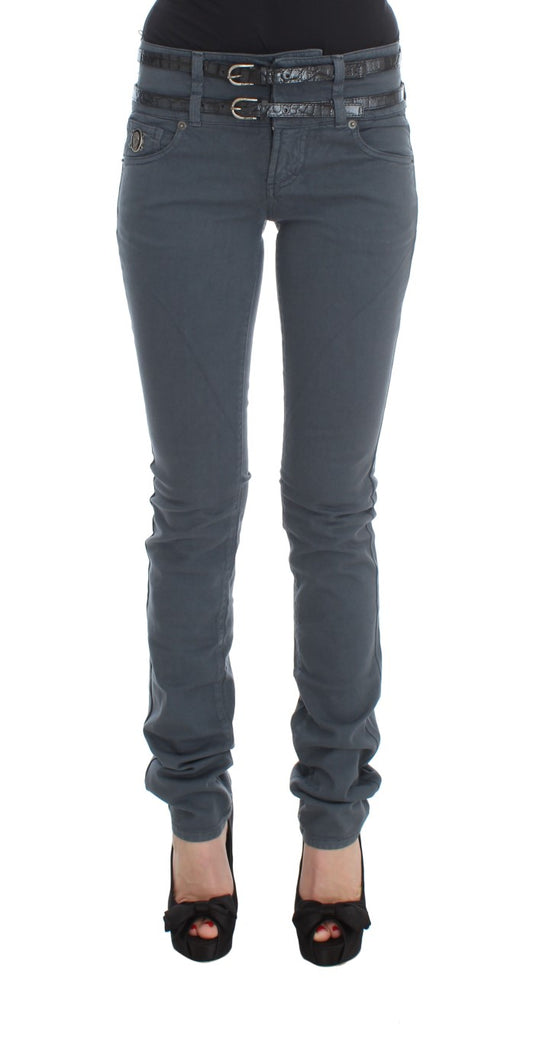 Jeans slim fit a vita alta in misto cotone blu