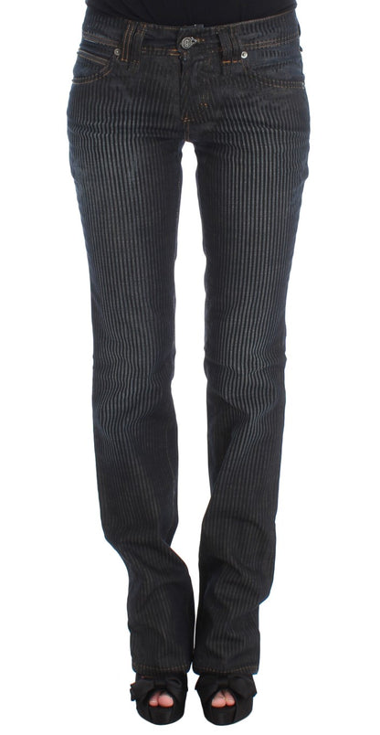Jeans bootcut slim fit in misto cotone lavato blu