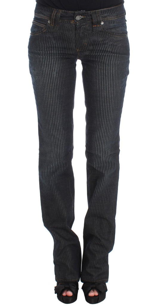 Jeans bootcut slim fit in misto cotone lavato blu