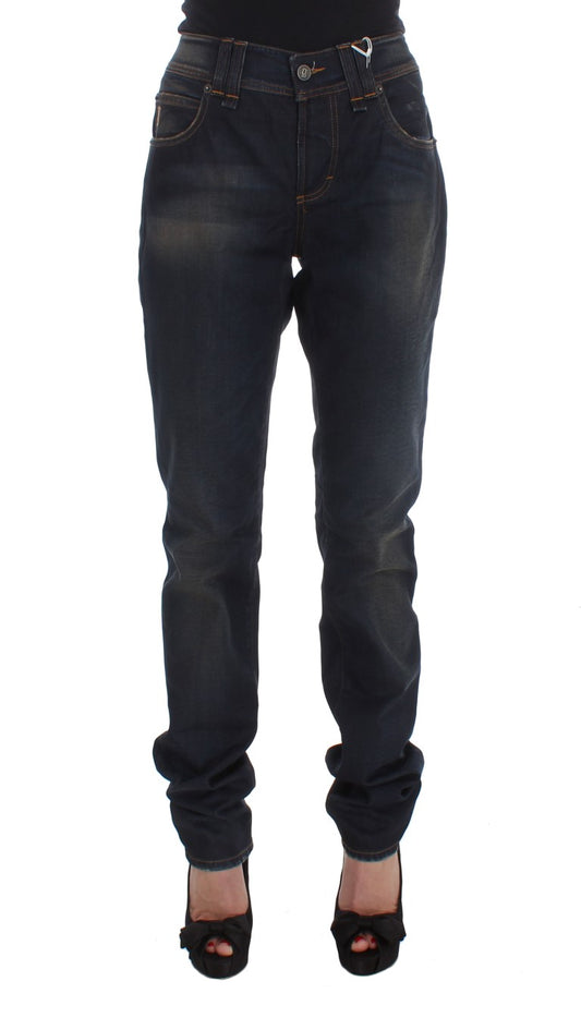 Jeans Boyfriend Fit in misto cotone lavato blu