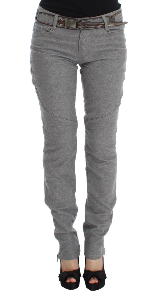 Pantaloni bootcut casual slim fit in cotone grigio