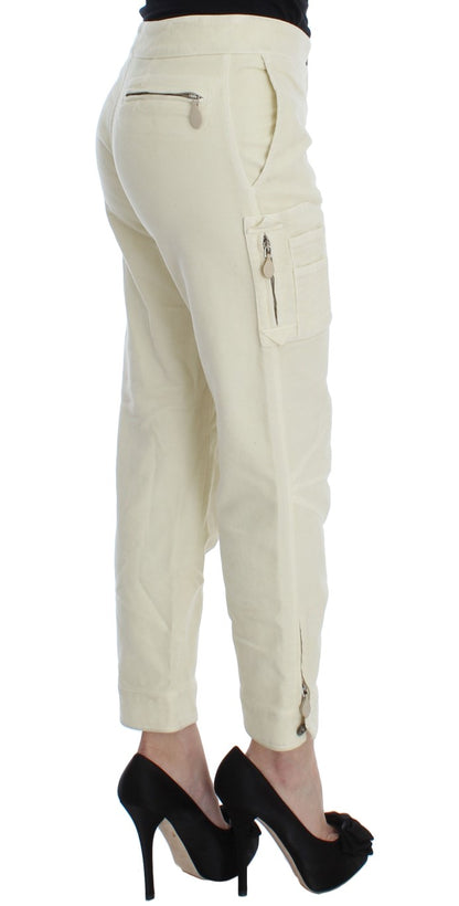Pantaloni cargo corti capri in cotone beige