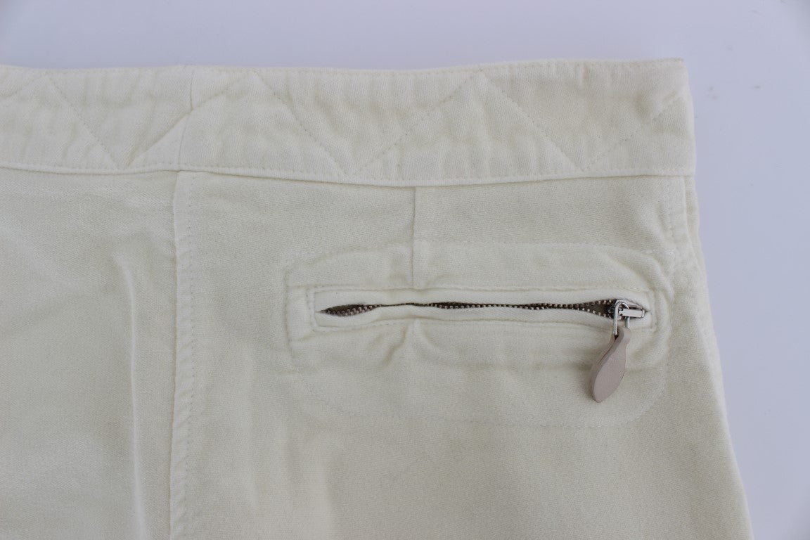 Pantaloni cargo corti capri in cotone beige