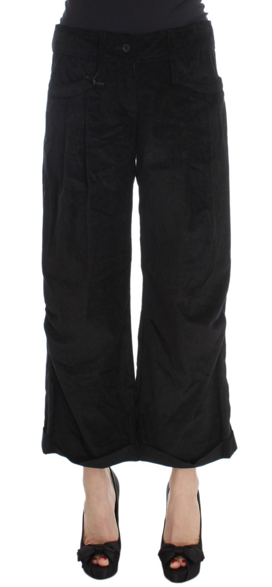 Pantaloni bootcut Capri in cotone e velluto nero