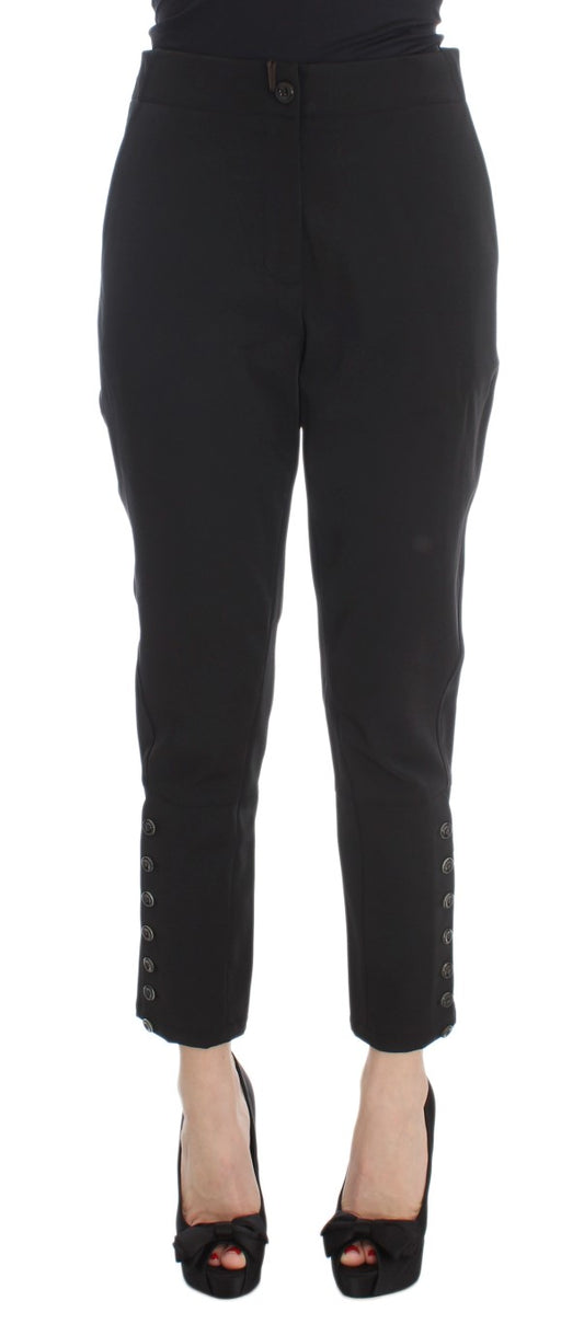 Pantaloni cropped Capri in misto cotone nero