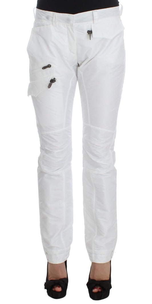 Pantaloni cargo slim fit imbottiti in nylon bianco