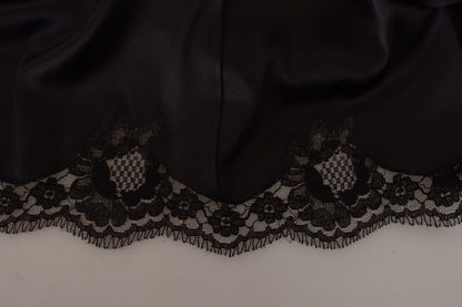 Dolce &amp; Gabbana Elegantes schwarzes A-Linien-Kleid mit V-Ausschnitt
