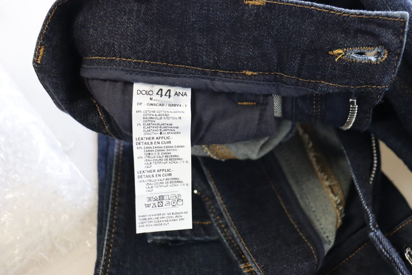 Jeans skinny in denim a vita alta in cotone blu