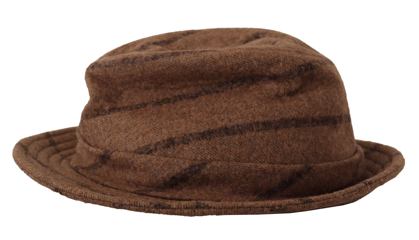 Cappello estivo con stampa Fedora a righe marrone