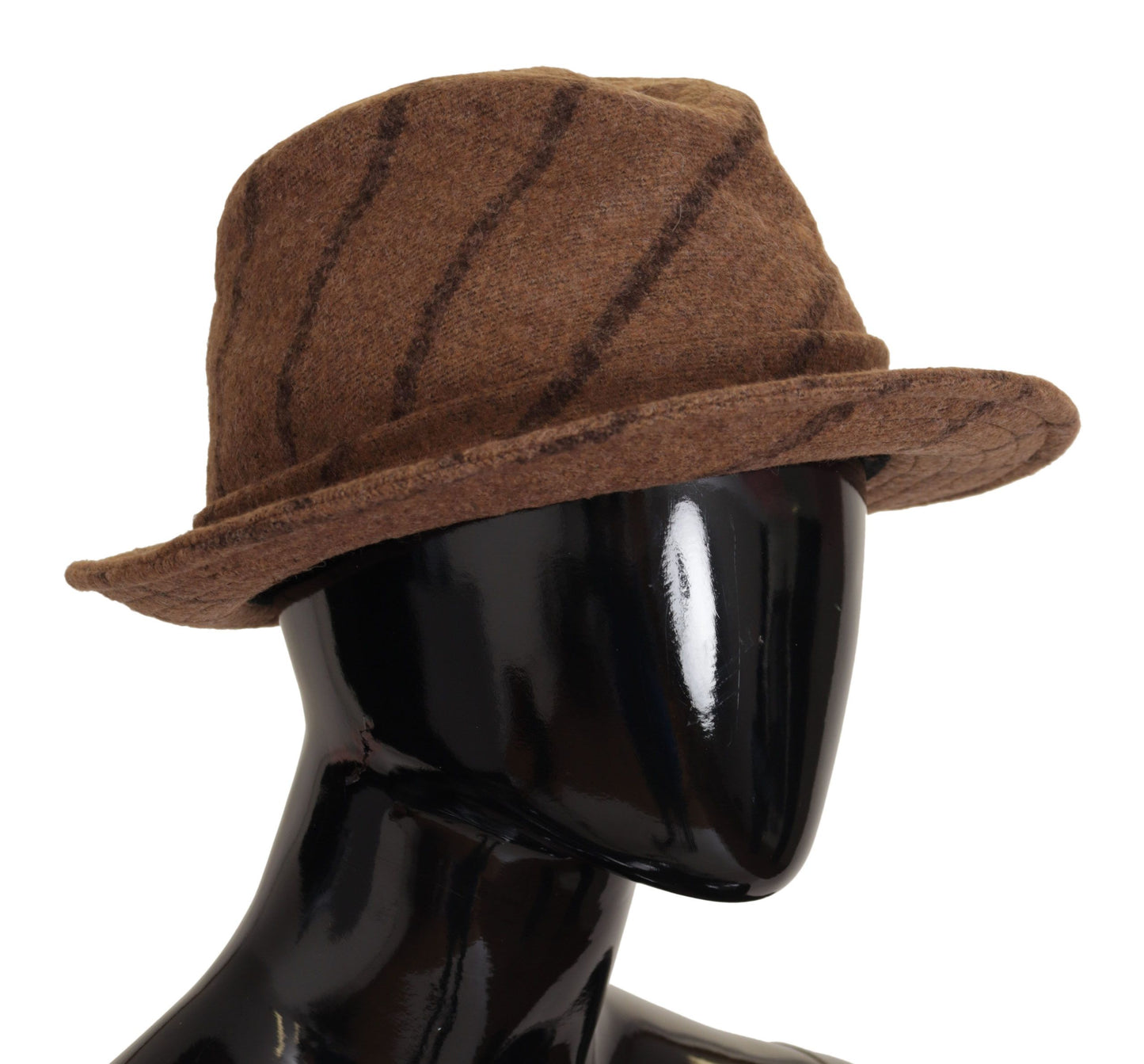 Cappello estivo con stampa Fedora a righe marrone
