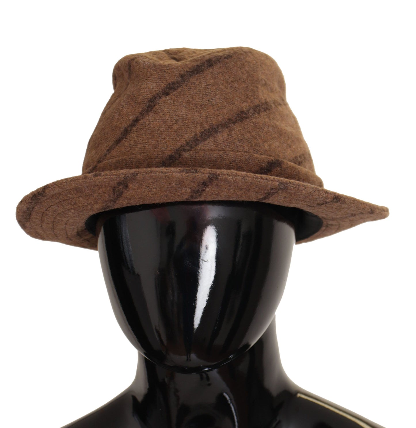 Cappello estivo con stampa Fedora a righe marrone