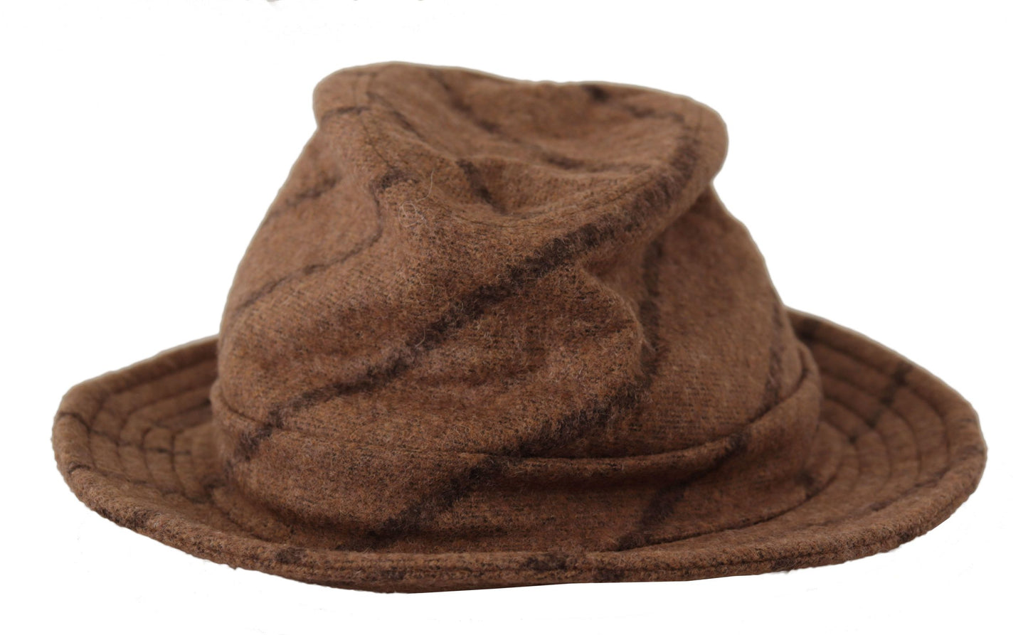 Cappello estivo con stampa Fedora a righe marrone