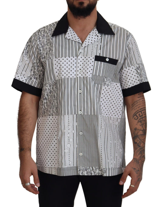 Camisa con botones estampada negra blanca