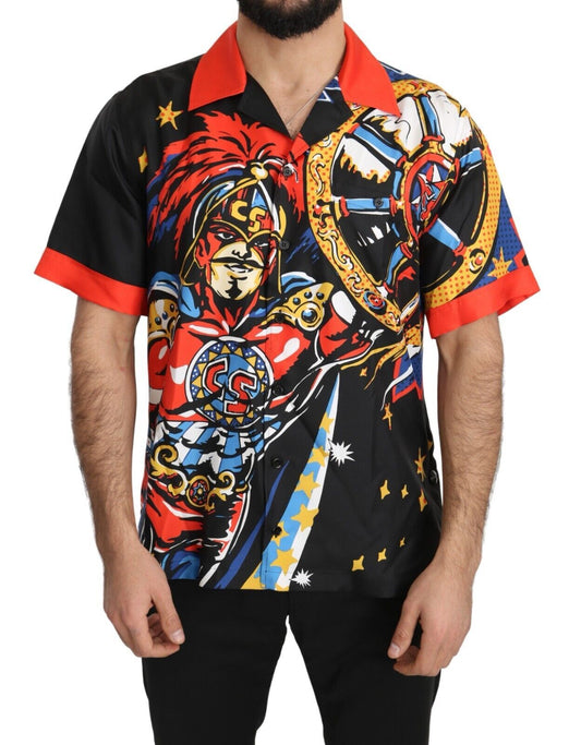 Camisa casual de manga corta estampada multicolor