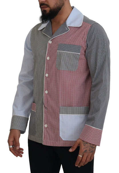 Camisa de manga larga de algodón con patchwork multicolor
