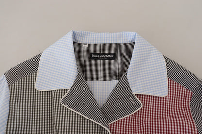 Camisa de manga larga de algodón con patchwork multicolor