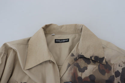 Camisa de manga larga de algodón con camuflaje beige