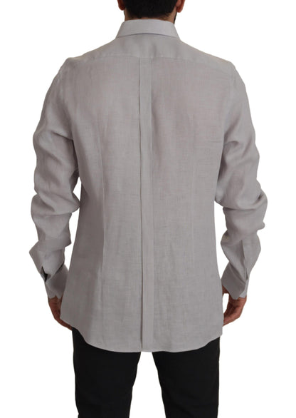 Camisa Formal ORO Lino Gris Manga Larga