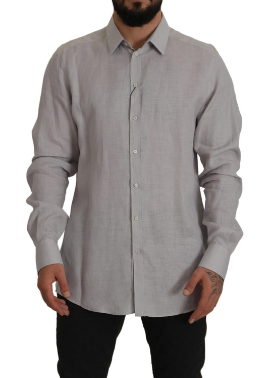 Camisa Formal ORO Lino Gris Manga Larga