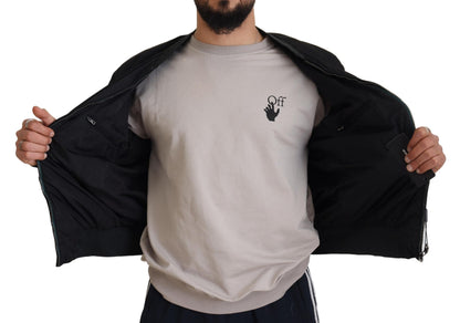 Chaqueta bomber con cremallera y logo de nailon negro